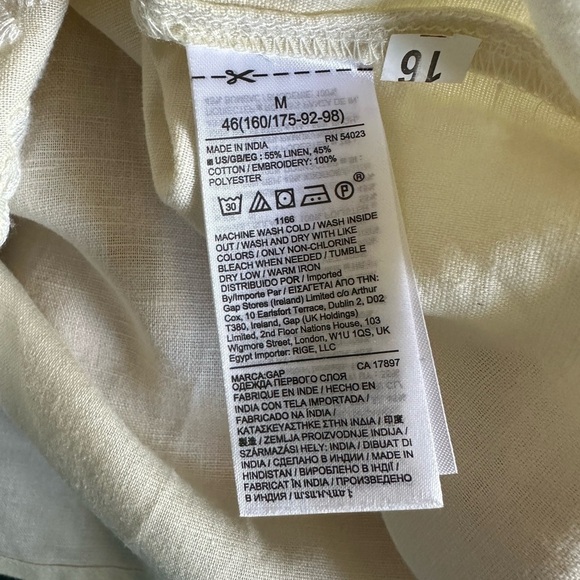 Gap Embroidered Tie-Front Top in Linen Blend Long Sleeve Embroidered Size M - Picture 5 of 7
